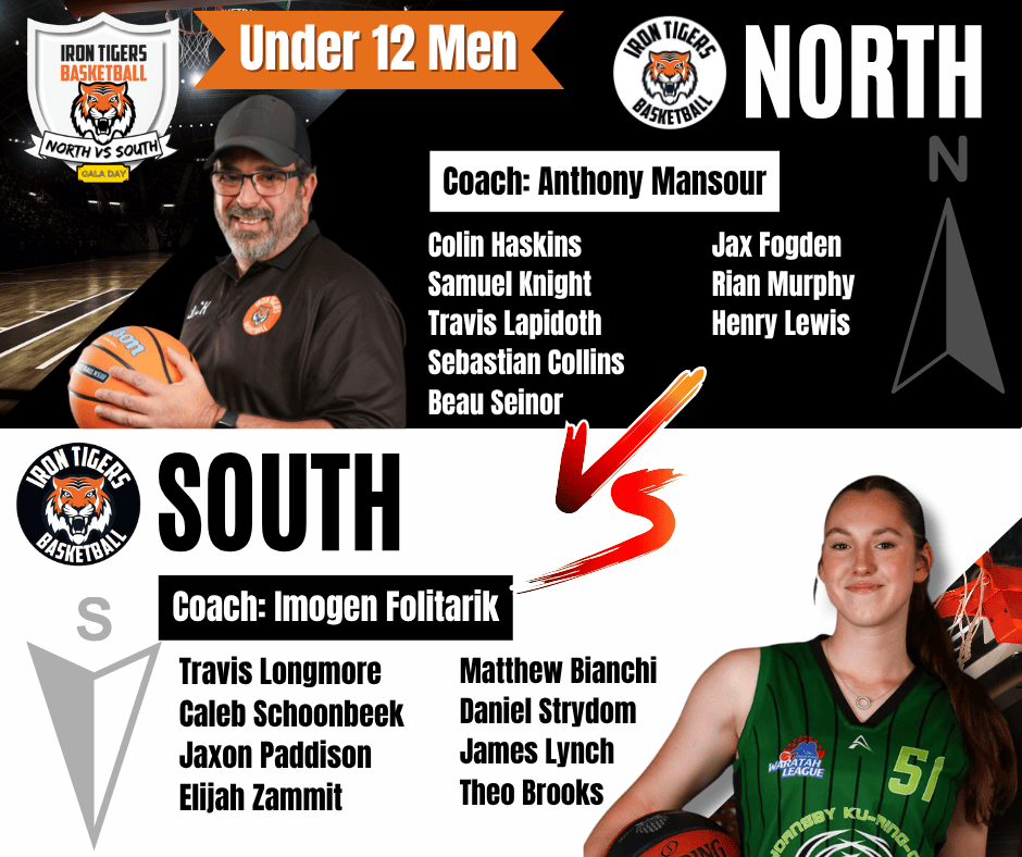 Iron Tigers 12M North vs South Team List