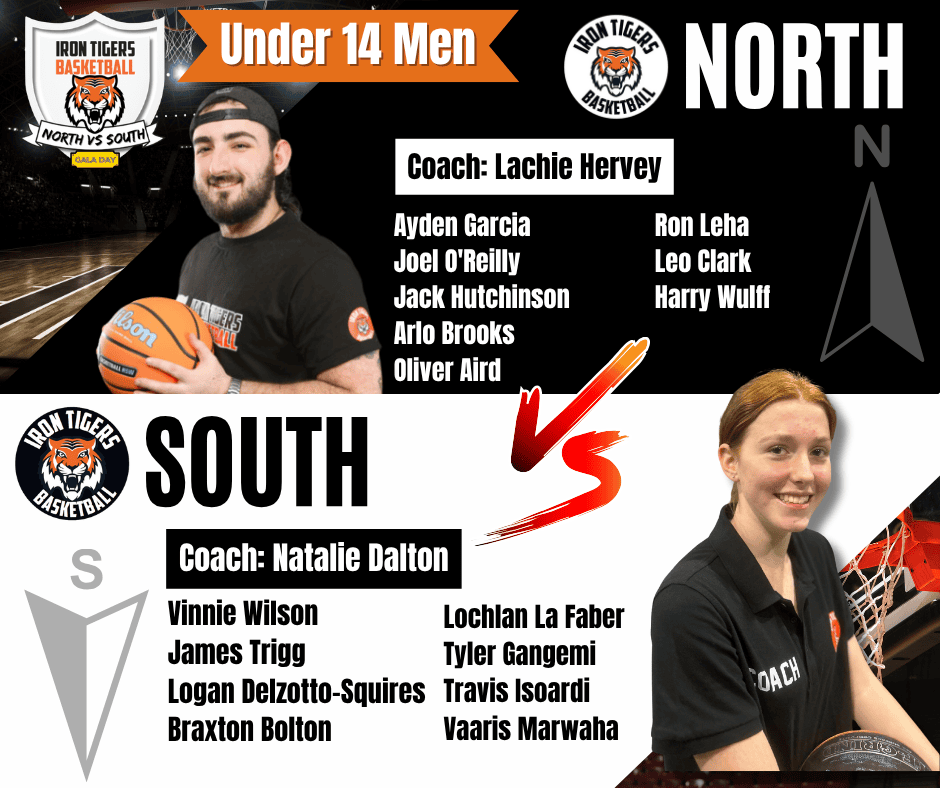 Iron Tigers 14M North vs South Team List