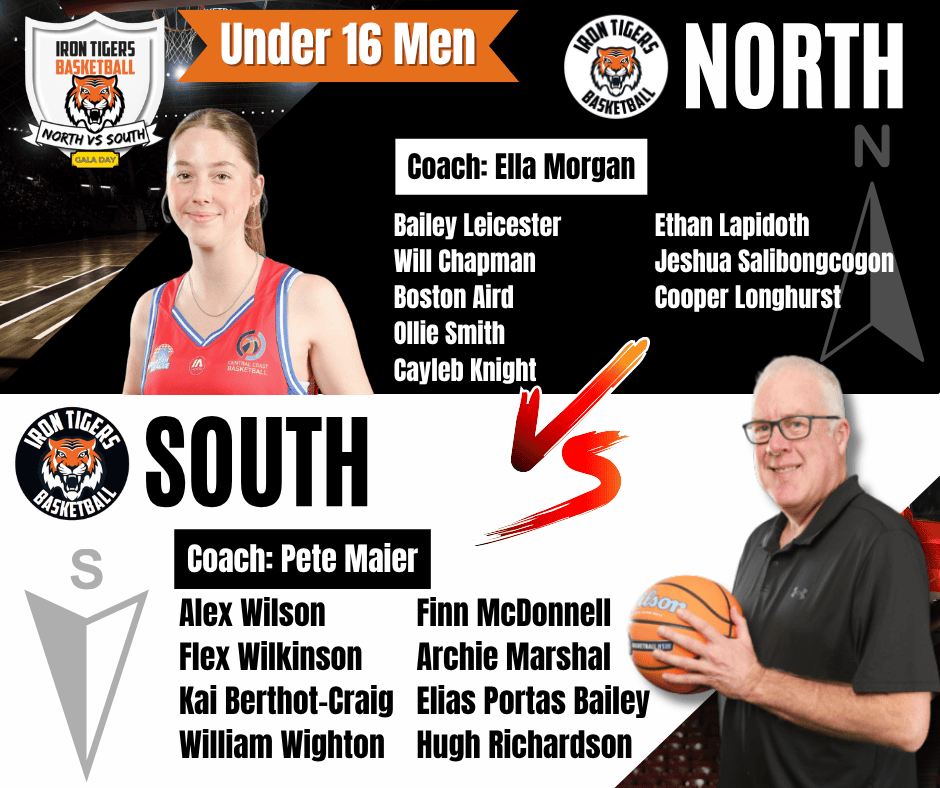 Iron Tigers 16M North vs South Team List
