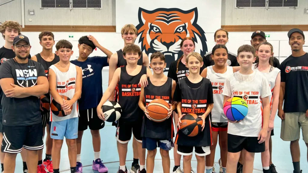 Young Basketball Players Training with Coach Matt Shorrock Iron Tiger Central Coast